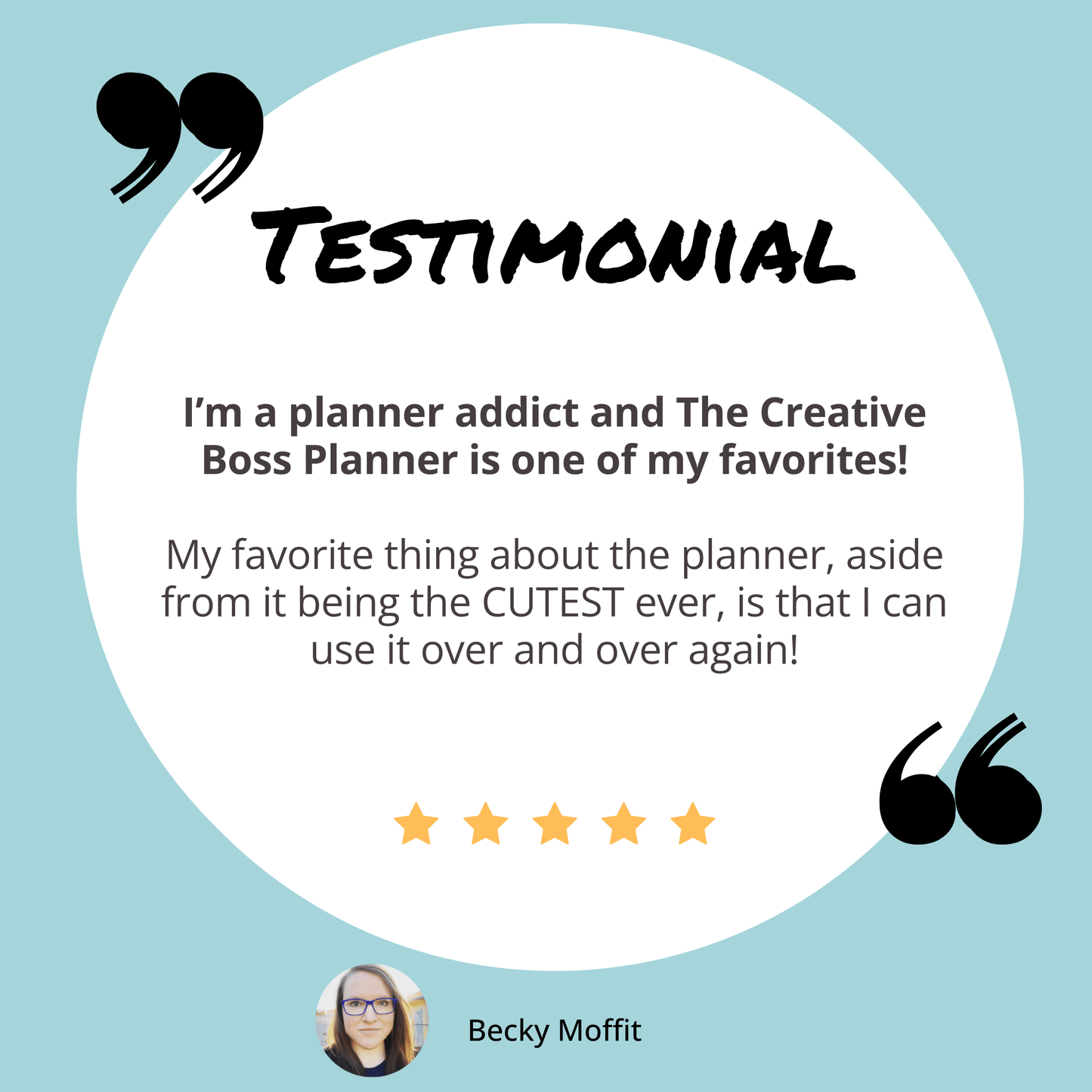 Becky's testimonial for The Creative Boss Planner