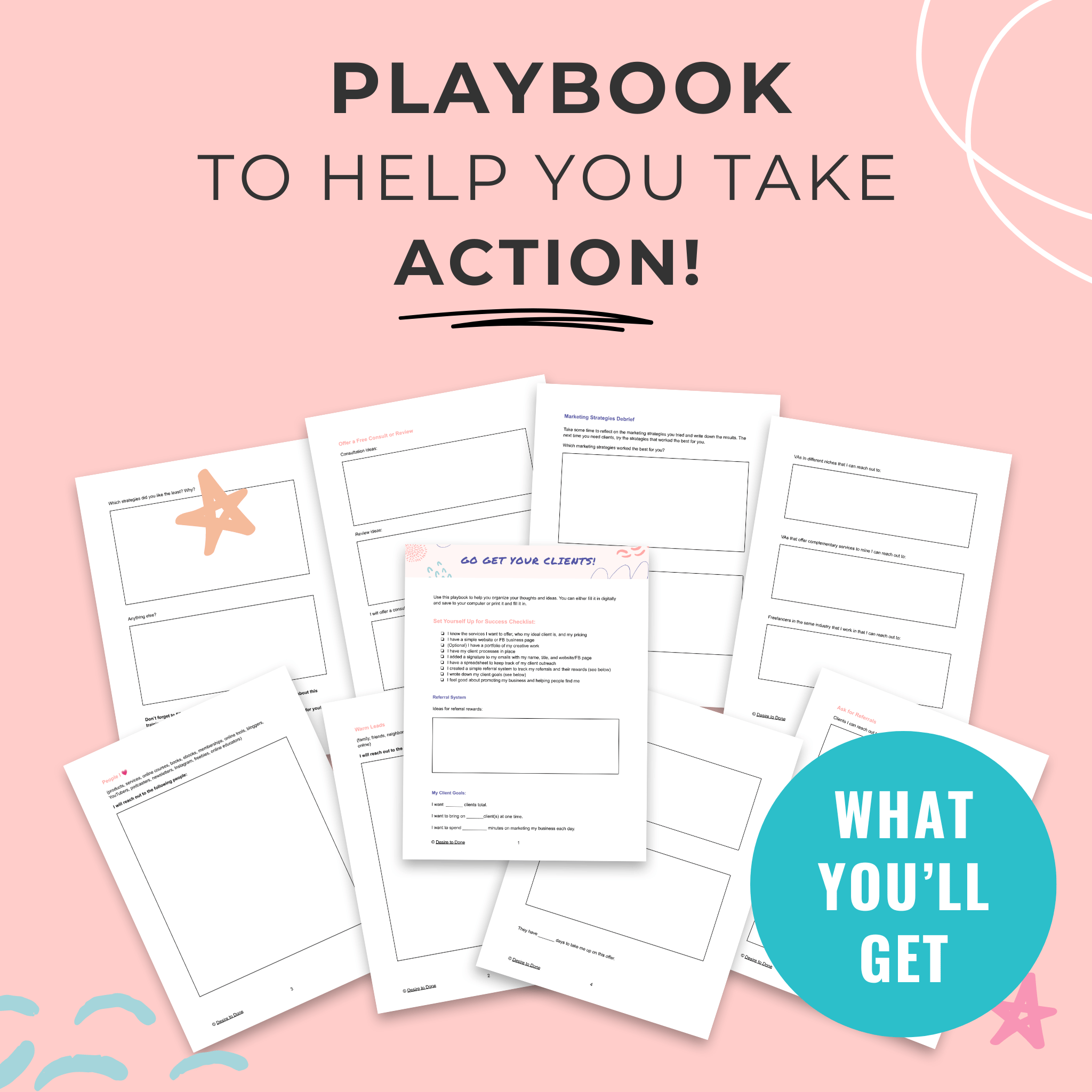 Playbook to help you take action and get clients for your virtual assistant business.