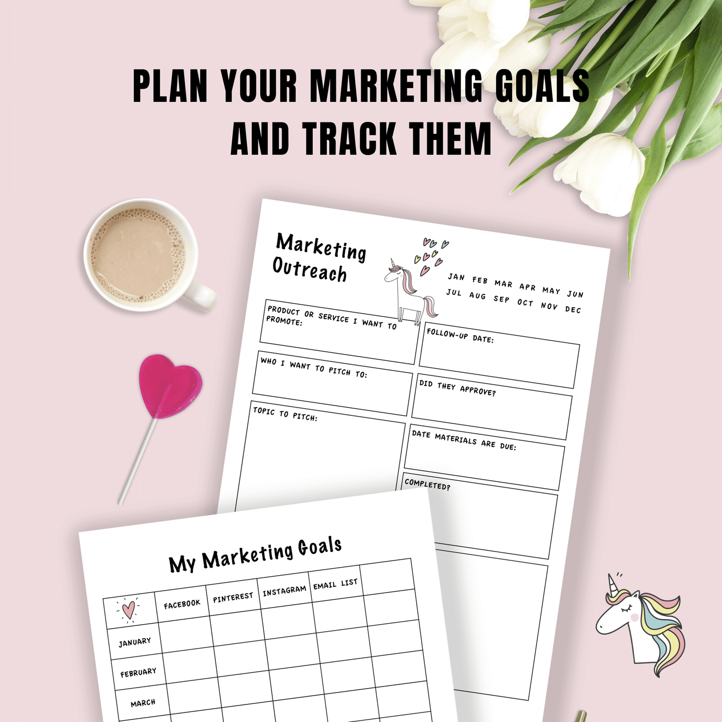 Plan your marketing goals and track them with The Creative Boss Planner