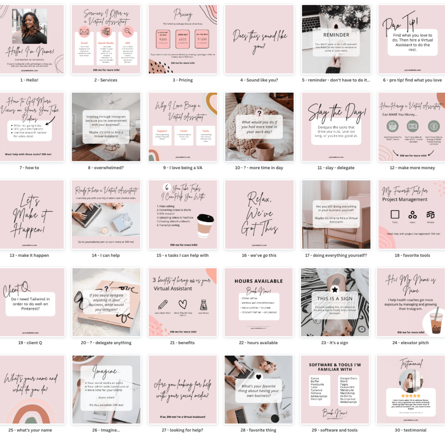 30 beautiful social media posts for virtual assistants