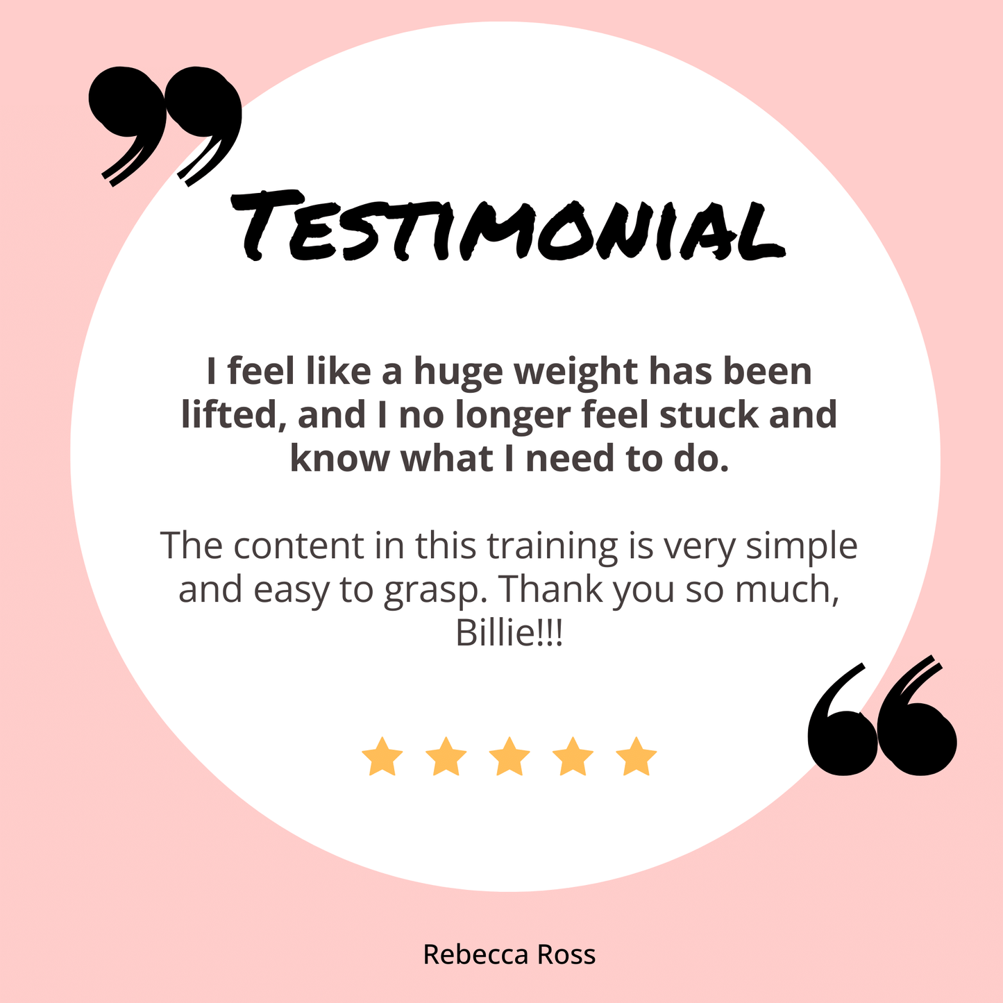 Rebecca's testimonial for the Go Get Your Clients training for virtual assistants.