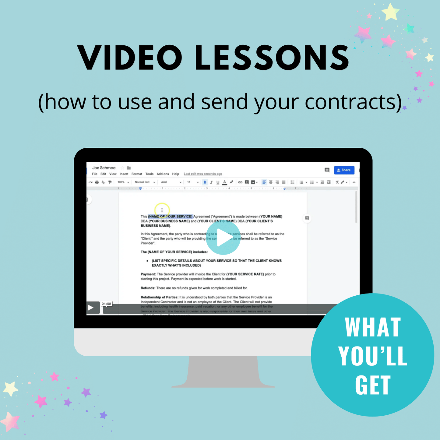 You'll receive video lessons to use and send your virtual assistant contracts.