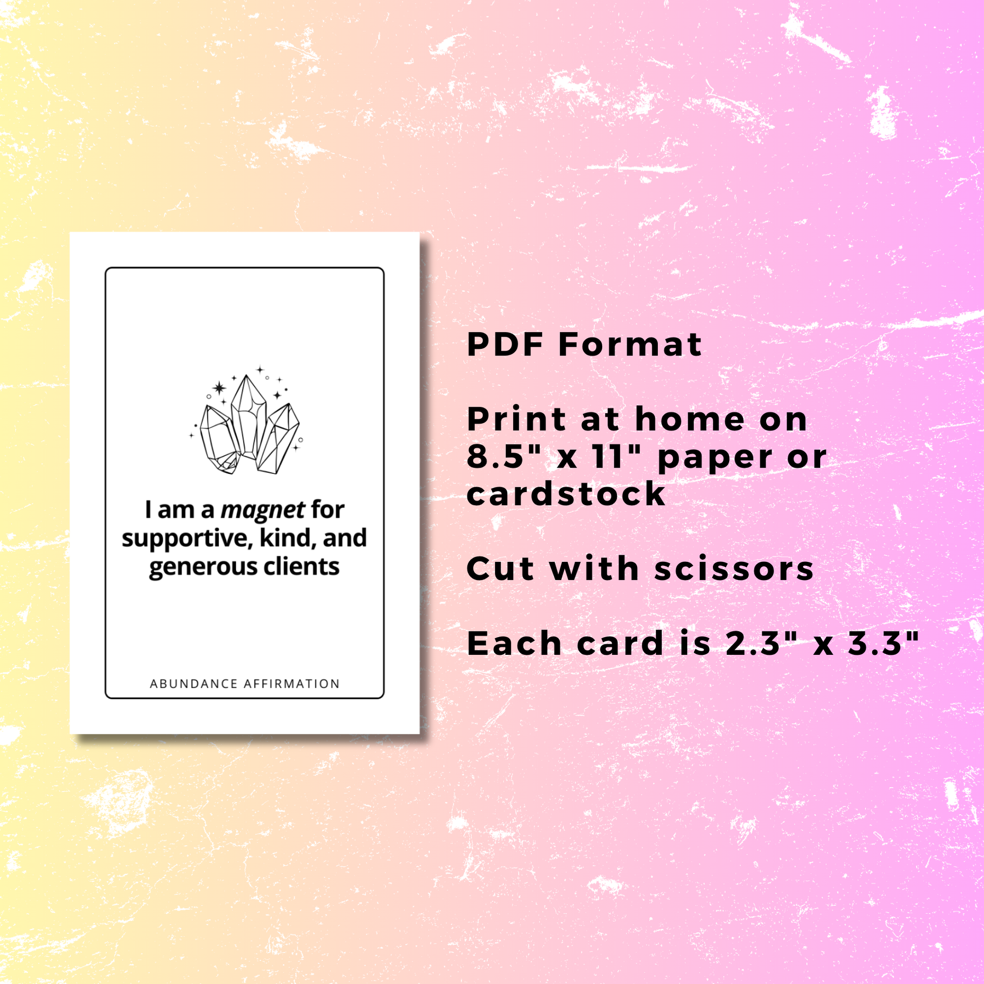 Abundance affirmation card for virtual assistants - just print from home and use.