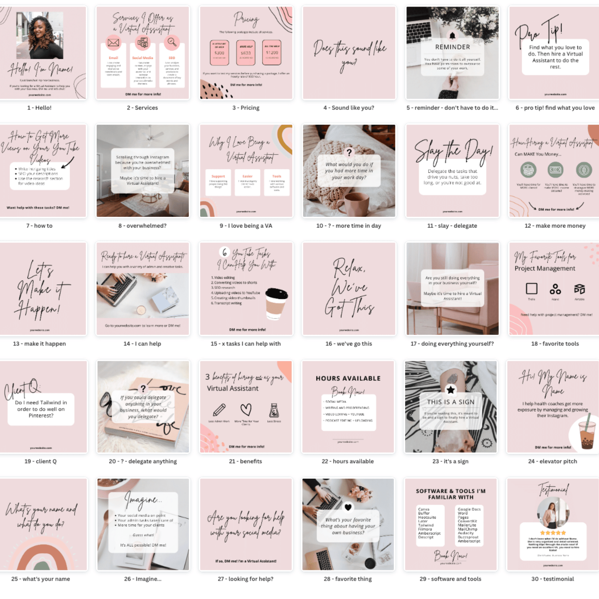 30 beautiful social media posts for virtual assistants