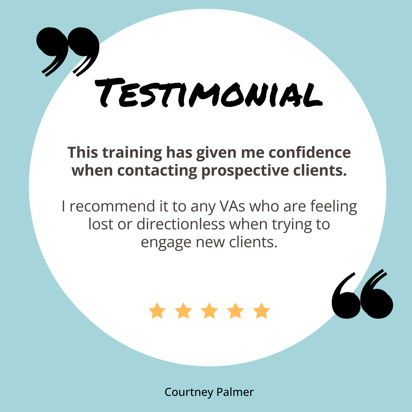 Courtney's testimonial for the Go Get Your Clients training for virtual assistants.