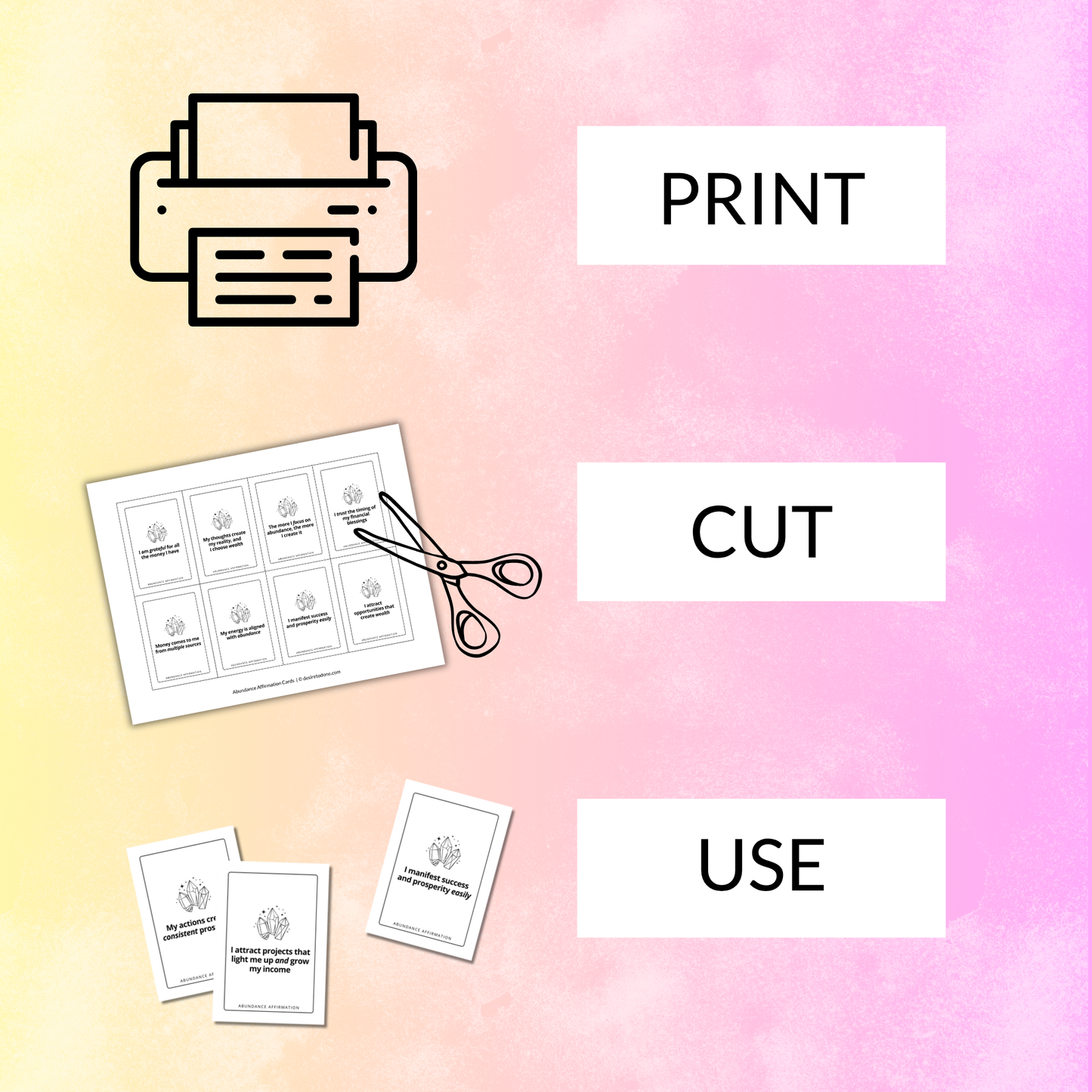 Print, cut, and use your affirmation cards.