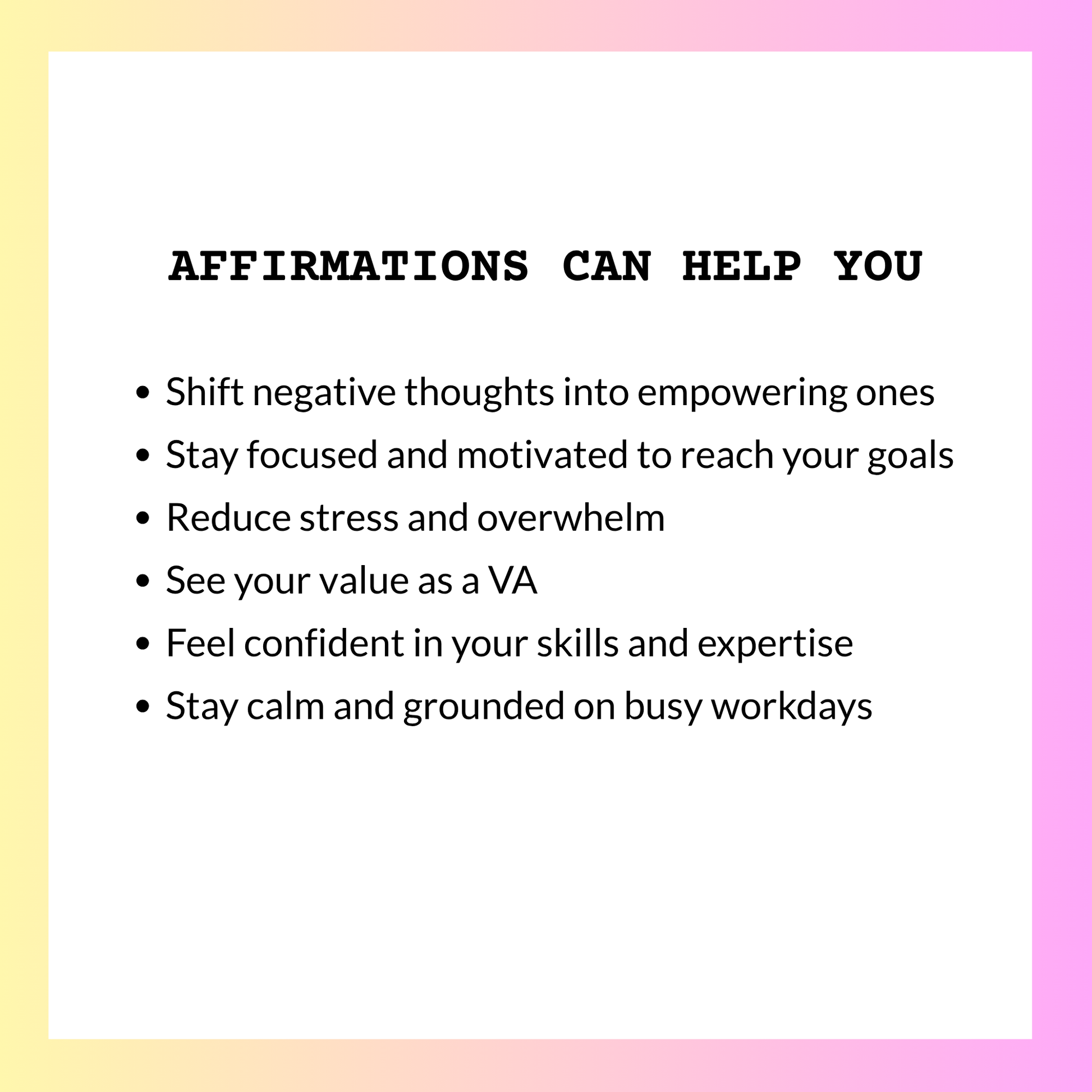 how affirmations can help your VA business