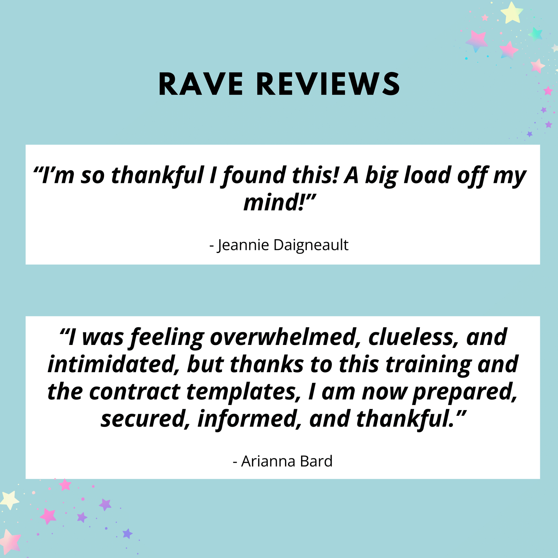 Rave reviews for the contract templates for virtual assistants.