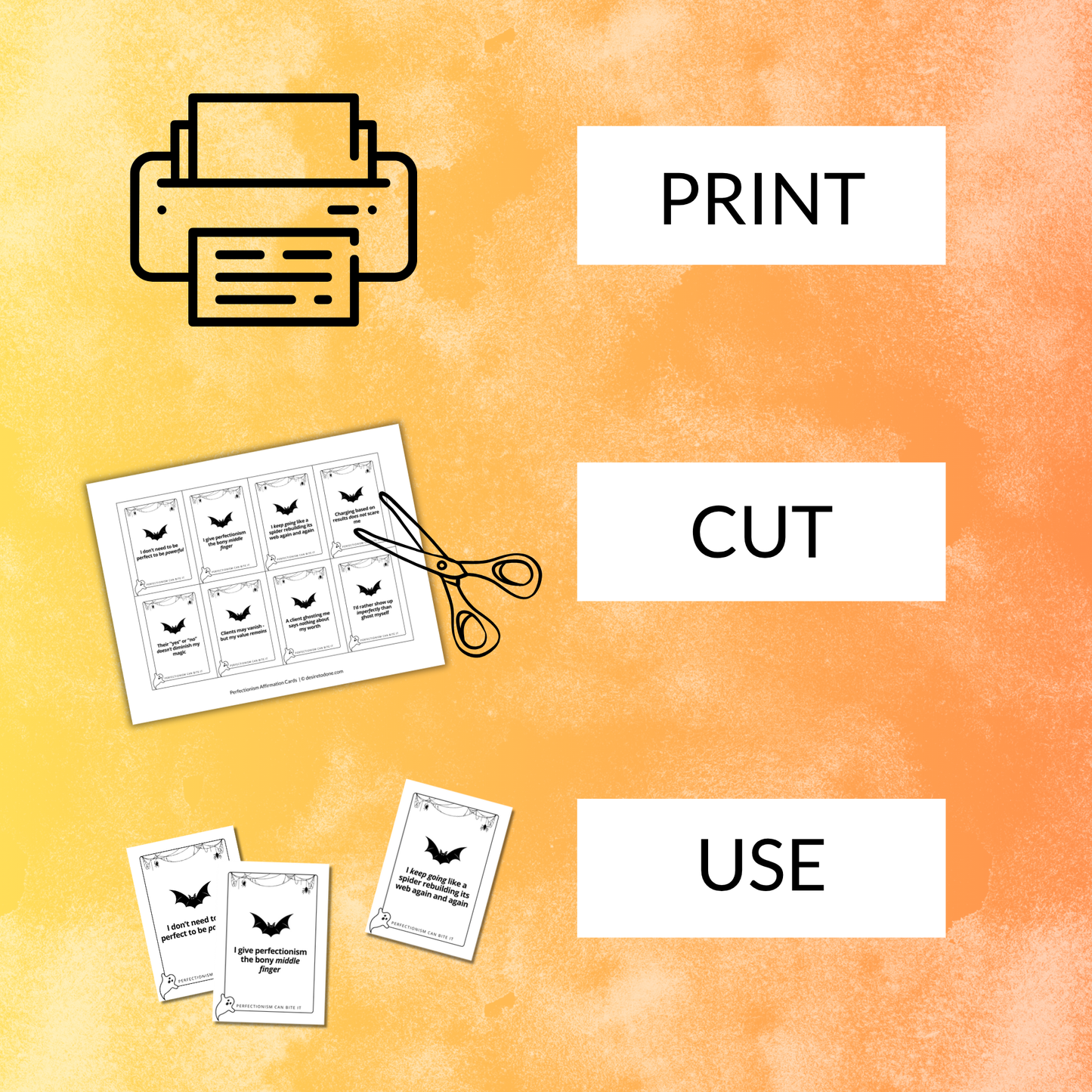 Just print, cut and use your affirmations at home.